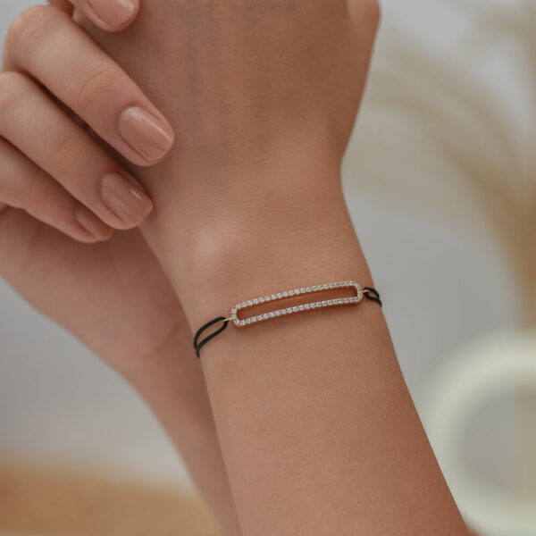 Bar pırlanta ve altın ip bileklik