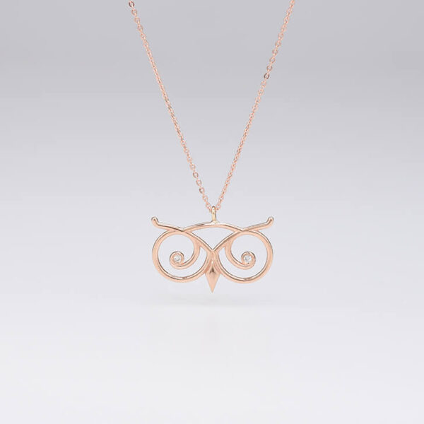 Baykuş pırlanta ve altın kolye