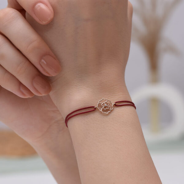 Çiçek Pırlanta ve Altın İp Bileklik