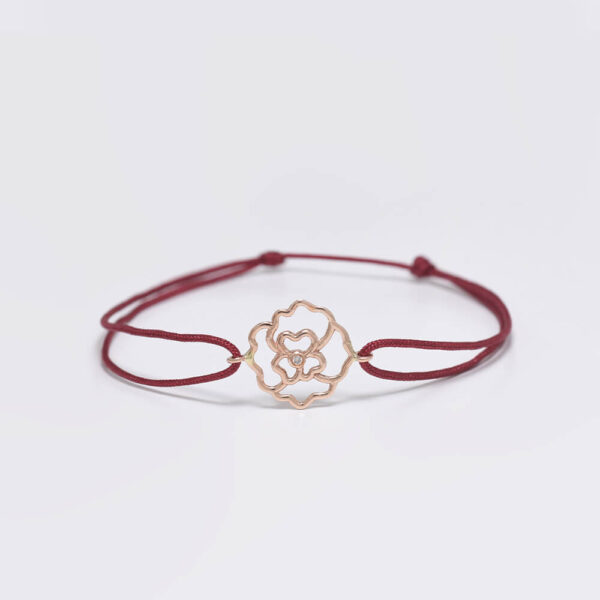 Çiçek Pırlanta ve Altın İp Bileklik