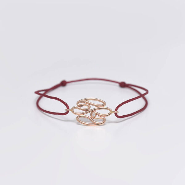 Dalga Pırlanta ve Altın İp Bileklik