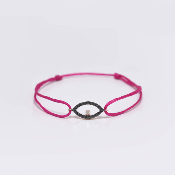 Göz Pırlanta & Siyah ve Altın İp Bileklik