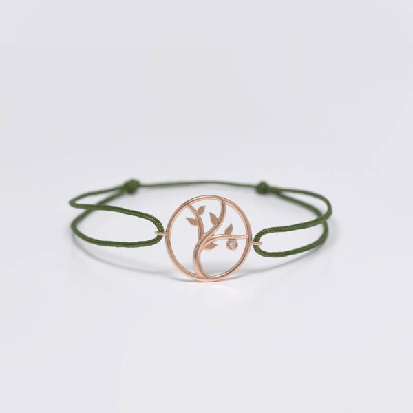 Hayat Ağacı pırlanta ve altın ip bileklik