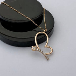 Kanadı Kalpli Kelebek Pırlanta Kolye