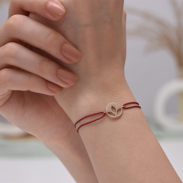 Lotus Pırlanta ve Altın İp Bileklik