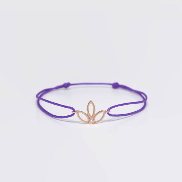 Lotus pırlanta ve altın ip bileklik