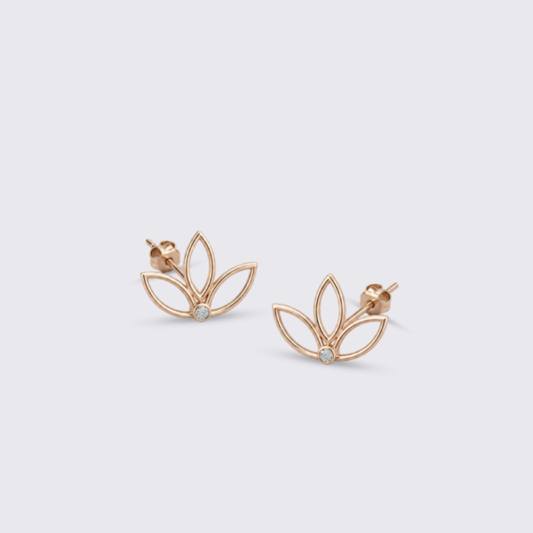Lotus pırlanta ve altın küpe