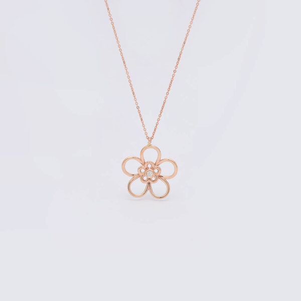 Papatya pırlanta ve altın kolye