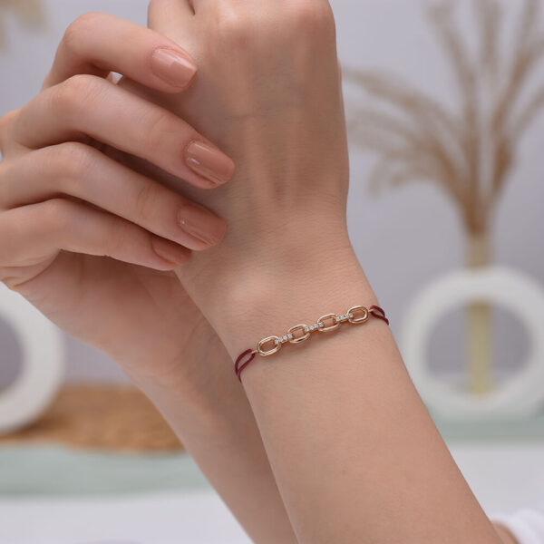 Zincir Pırlanta ve Altın İp Bileklik