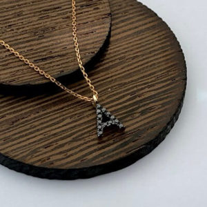 A-Harf siyah Pırlanta Kolye