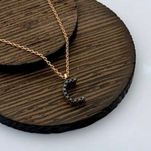 C-Harf Siyah Pırlanta Kolye