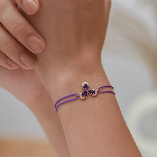Damla Ametist ve Altın İp Bileklik