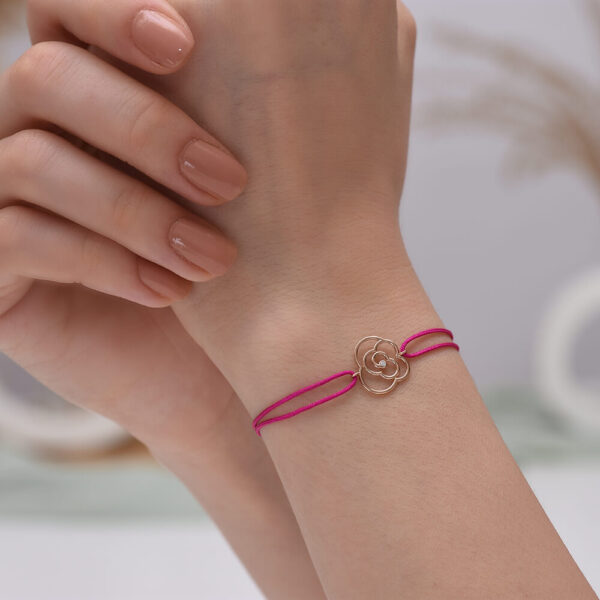 Çiçek Pırlanta ve Altın İp Bileklik