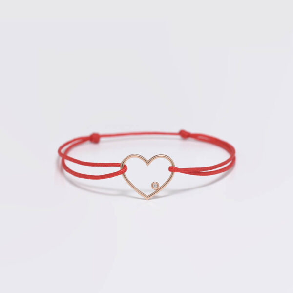 Kalp pırlanta ve altın ip bileklik