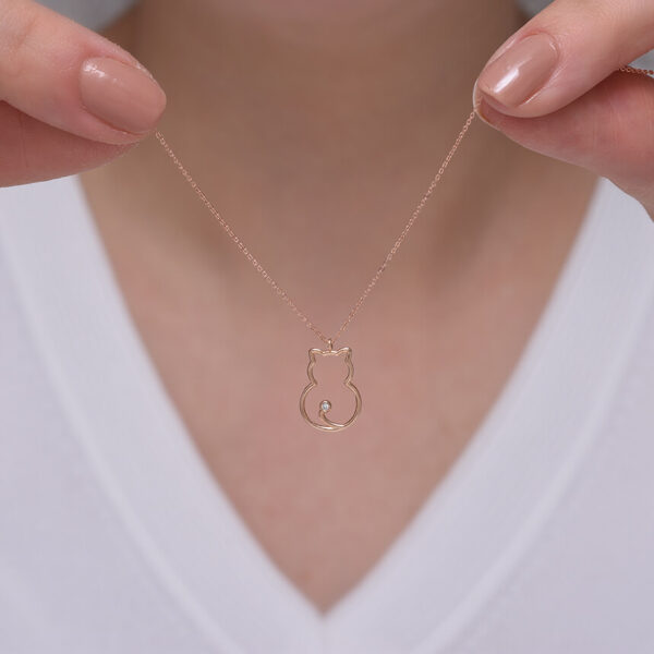 Kedi pırlanta ve altın kolye