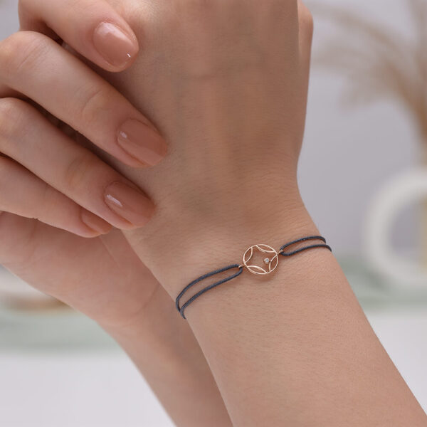 Lotus Pırlanta ve Altın İp Bileklik