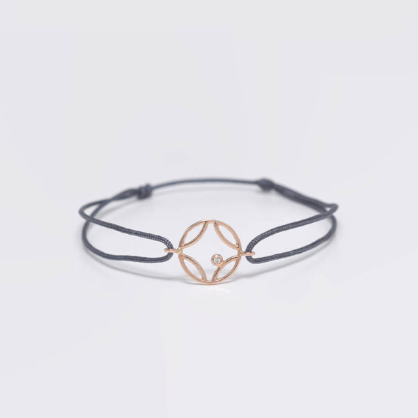 Lotus pırlanta ve altın ip bileklik