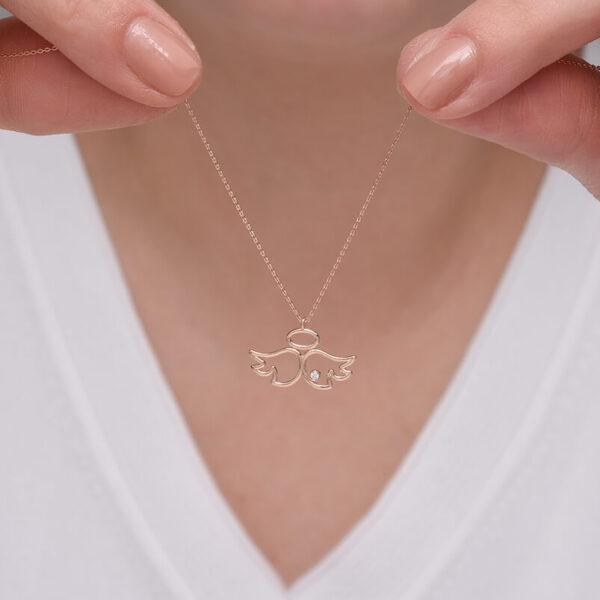 Melek pırlanta ve altın kolye