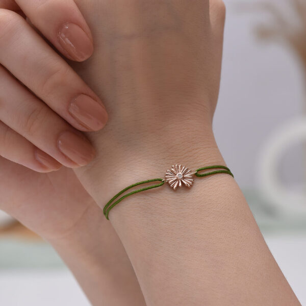 Papatya Pırlanta ve Altın İp Bileklik