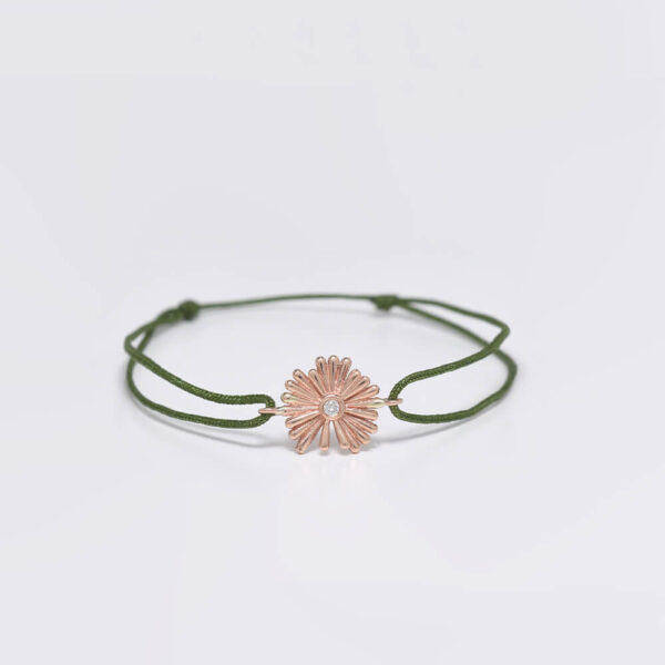 Papatya Pırlanta ve Altın İp bileklik