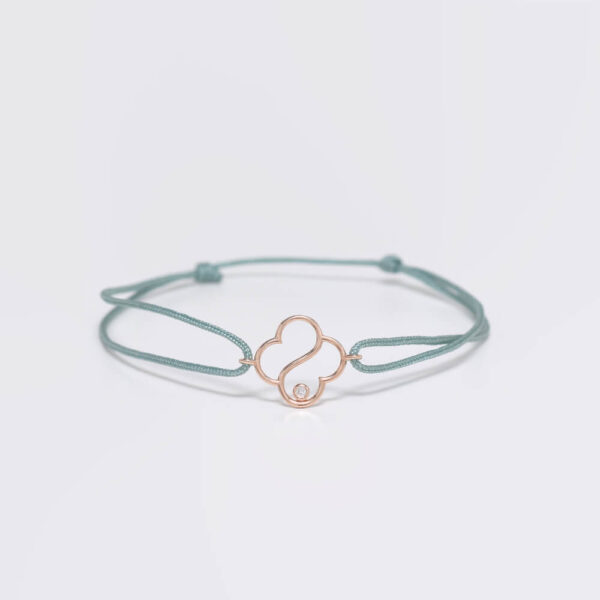 Yonca pırlanta ve altın ip bileklik