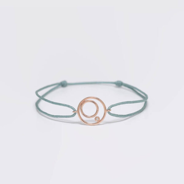 Yuvarlak Pırlanta ve Altın İp Bileklik