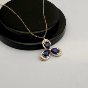 Damla Safir ve Pırlanta Kolye