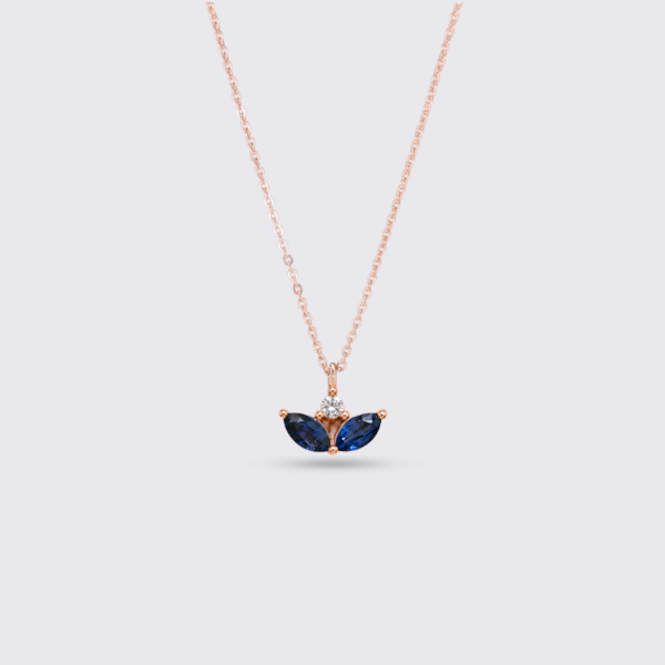 Lotus Pırlanta & Safir ve Altın Kolye