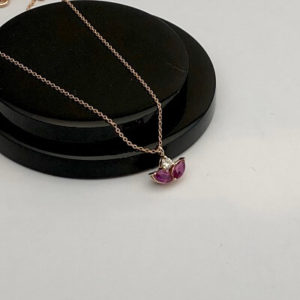 Yakut ve Pırlanta Lotus Kolye