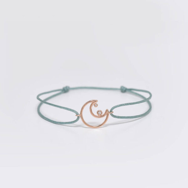 Ay Pırlanta ve Altın İp Bileklik