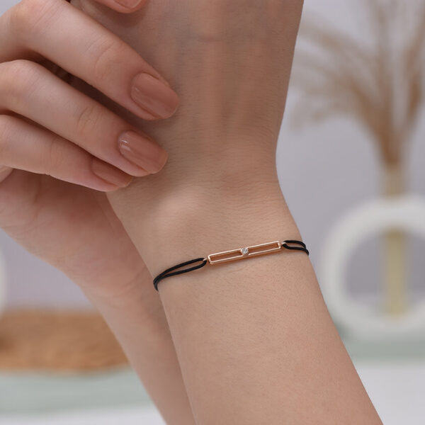 Bar Pırlanta ve Altın İp Bileklik