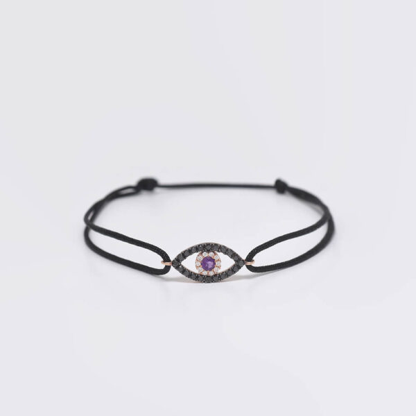 Göz Pırlanta & Ametist ve Altın İp Bileklik