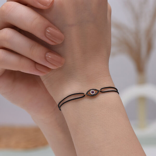 Göz Pırlanta & Ametist ve Altın İp Bileklik