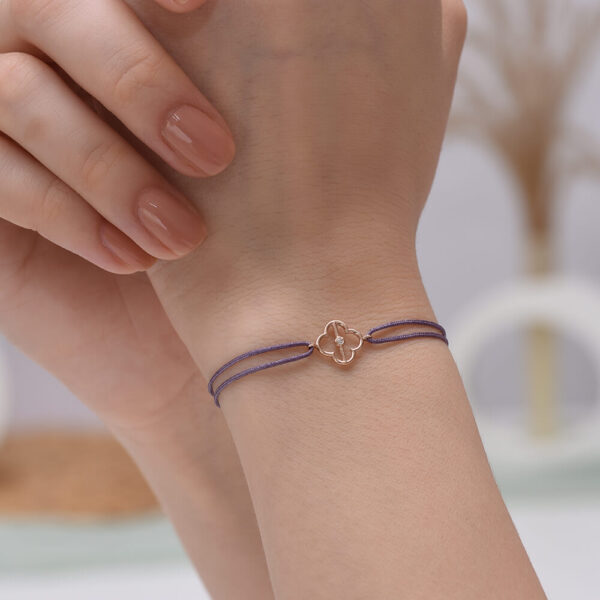 Yonca Pırlanta ve Altın İp Bileklik