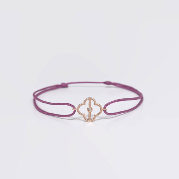 Yonca pırlanta ve altın ip bileklik