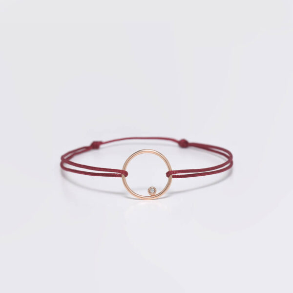 Yuvarlak Pırlanta ve Altın İp Bileklik