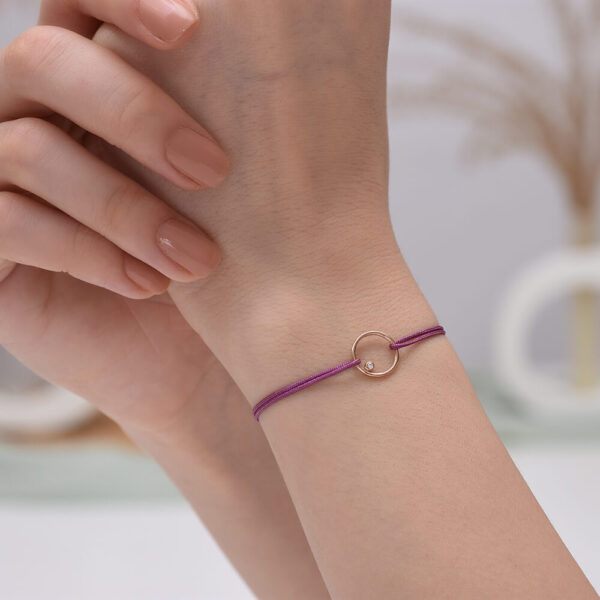 Yuvarlak Pırlanta ve Altın İp Bileklik