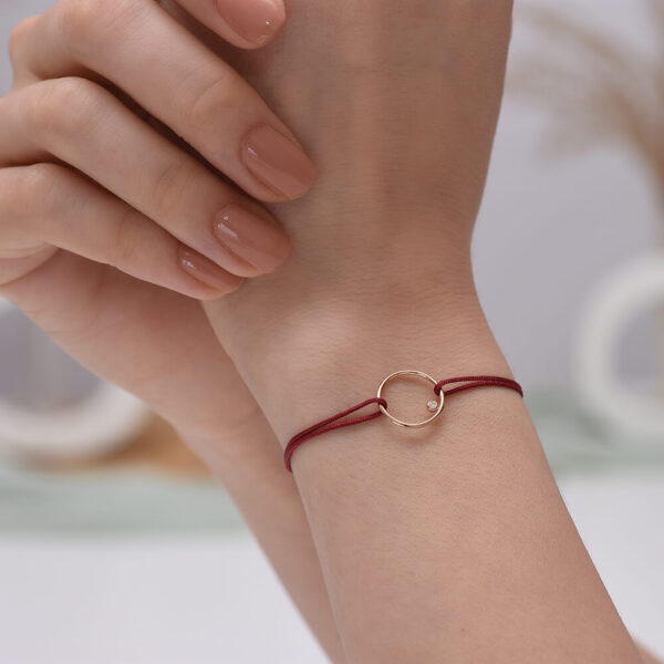 Yuvarlak Pırlanta ve Altın İp Bileklik