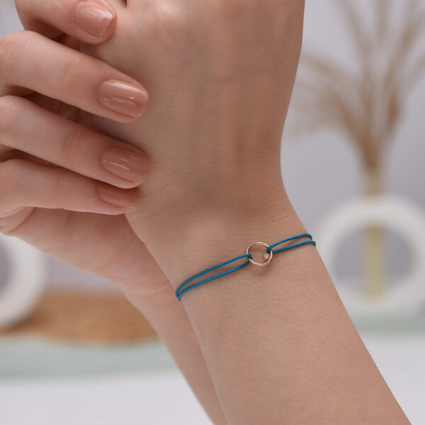 Yuvarlak Pırlanta ve Altın İp Bileklik