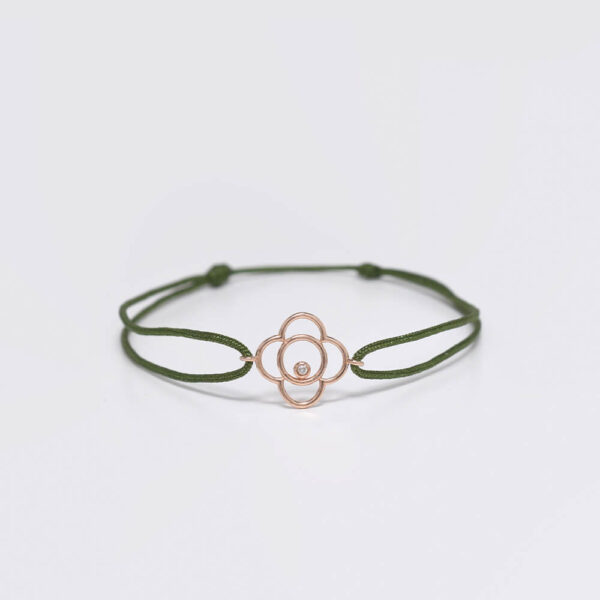 Yonca pırlanta ve altın ip bileklik