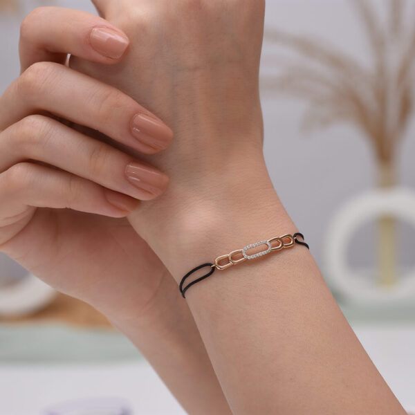 Bar Pırlanta ve Altın İp Bileklik