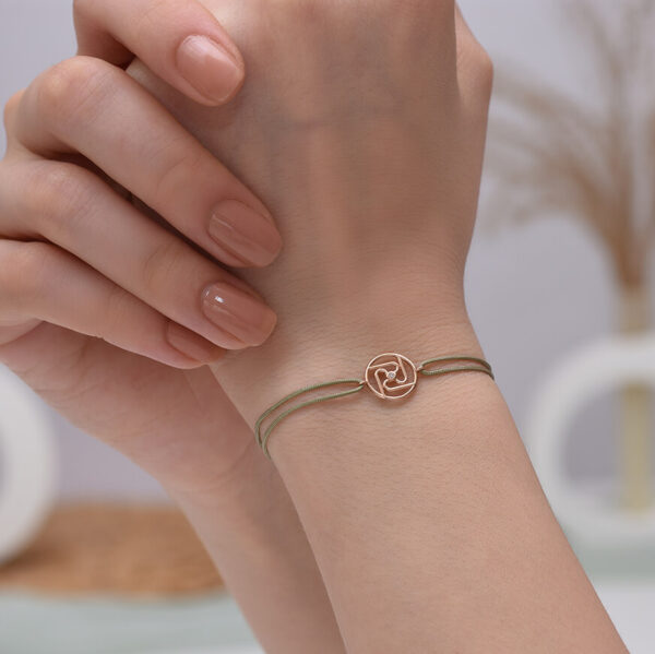 Çakra Pırlanta ve Altın İp Bileklik