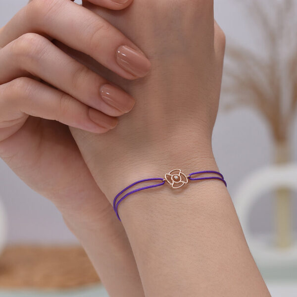 Çiçek Pırlanta ve Altın İp Bileklik