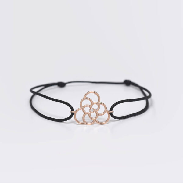 Çiçek Pırlanta ve Altın İp Bileklik