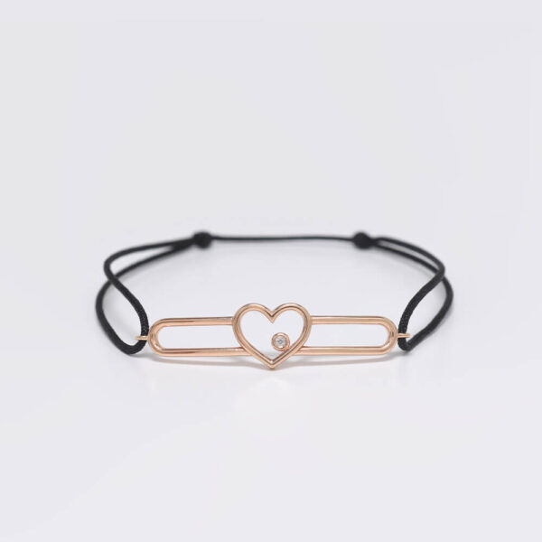 Kalp Pırlanta ve Altın İp Bileklik