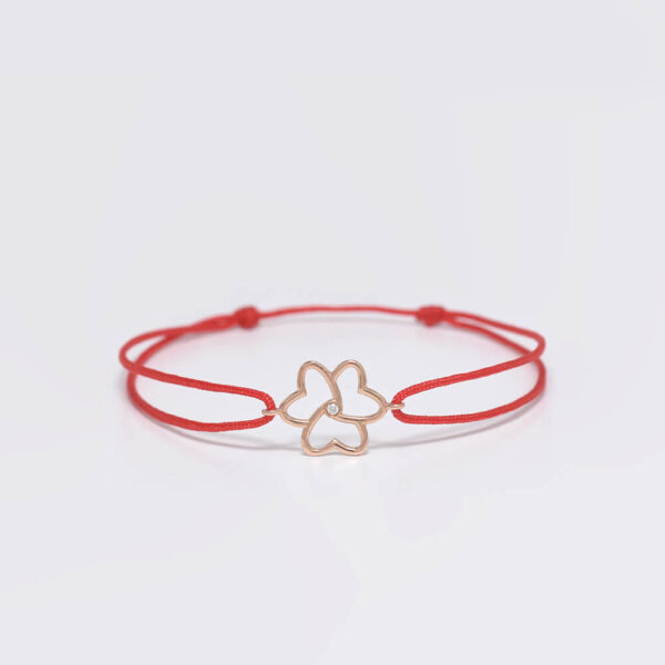 Kalp pırlanta ve altın ip bileklik