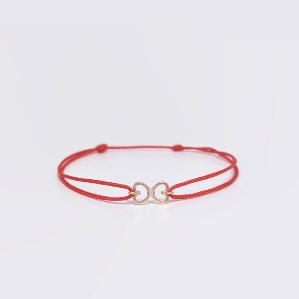 Kalp pırlanta ve altın ip bileklik