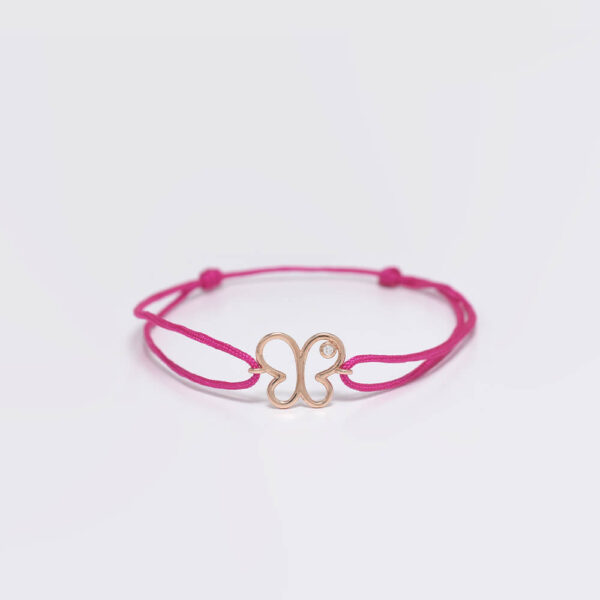 Kelebek pırlanta ve altın ip bileklik