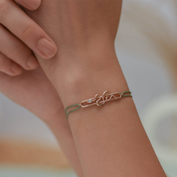 Yılan pırlanta ve altın ip bileklik