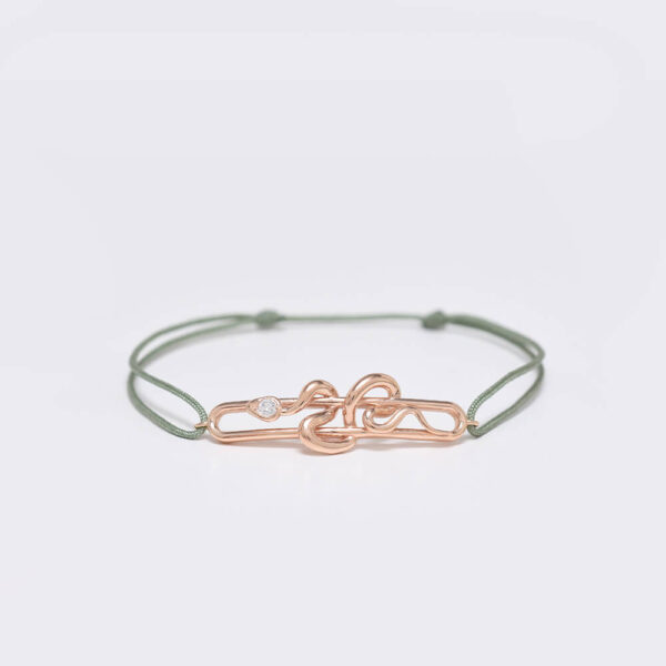 Yılan Pırlanta ve Altın İp Bileklik